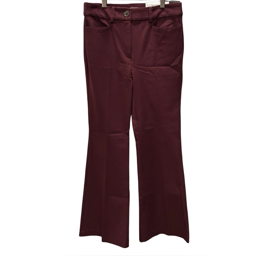 LOFT Petite Sutton Flare Pants in Bi-Stretch, Burgundy, Size 0P, NWT - Picture 4 of 6